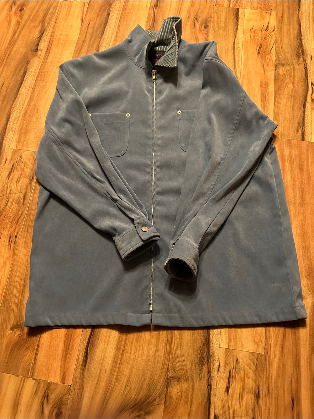 Denim&Co Slate Blue Lightweight Zip Shirt Jacket